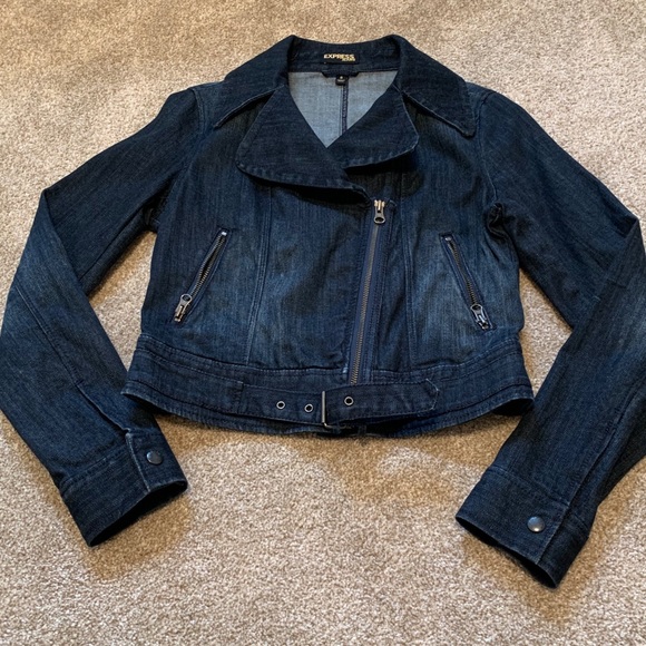 Women’s Express Motorcycle Jean Jacket - Picture 1 of 8